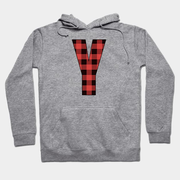 Letter Y monogram Red and Black Buffalo Plaid/Check Hoodie by Gsallicat